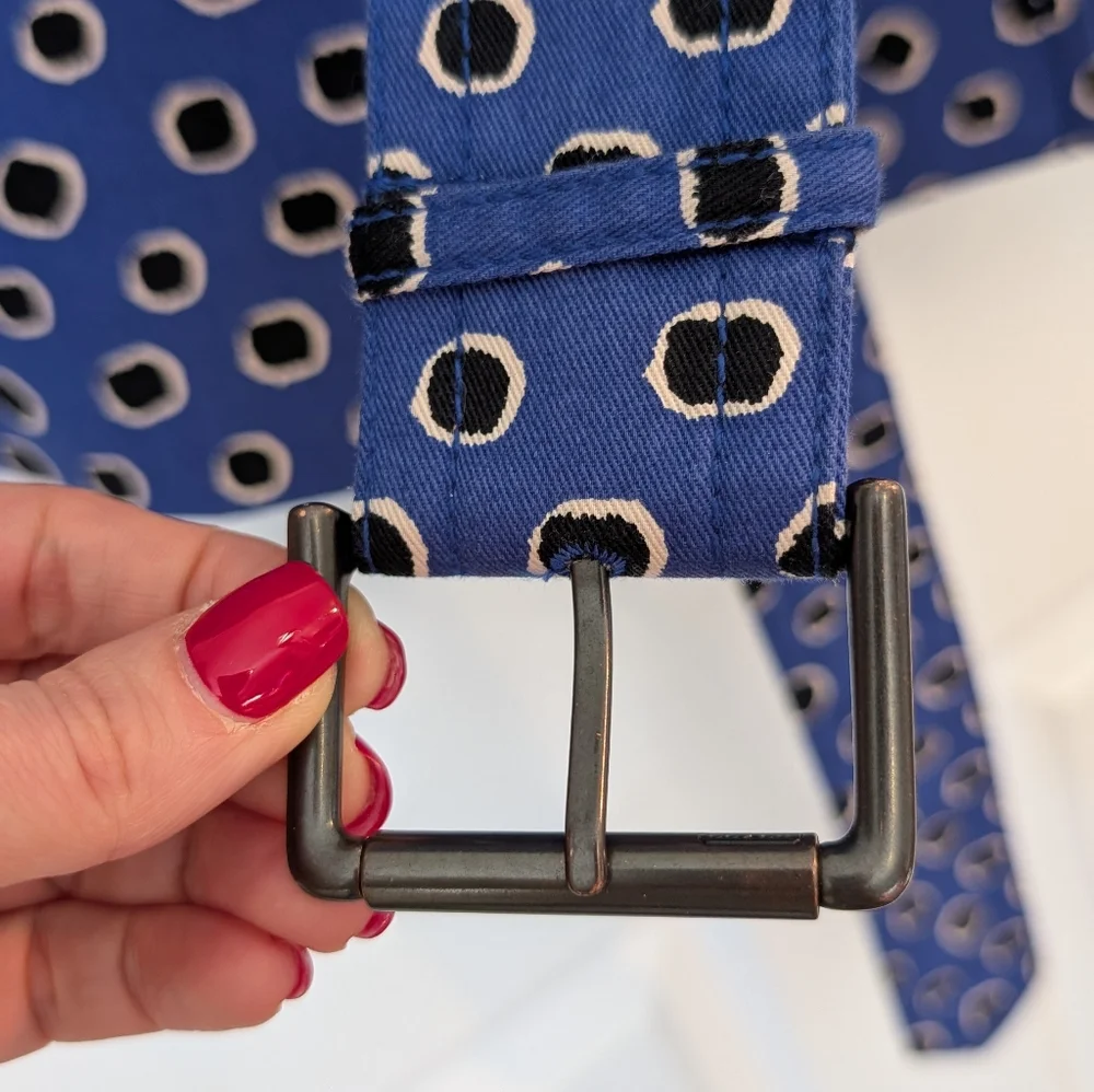 Coach Woman's Trench Coat Royal Blue Jacket Leather Collar 100% Cotton Size M - Picture 8 of 17